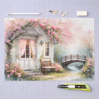 Cottagecore Spring Home in Blossom in Watercolor Tissue Paper