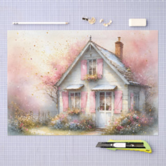 Cottagecore Spring Home in Blossom in Watercolor Tissue Paper