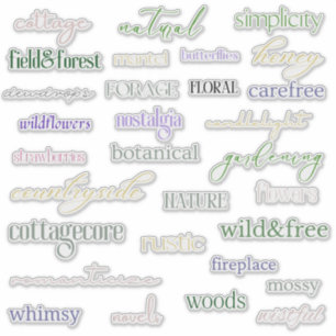 Cottagecore Stickers Words for Junk Journals