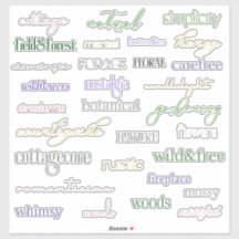 Cottagecore Stickers Words for Junk Journals