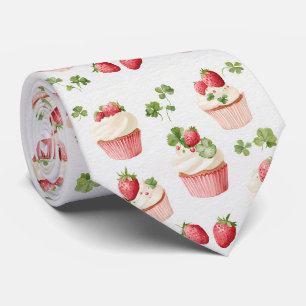 Cottagecore Strawberry Cupcake Necktie