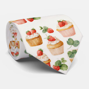 Cottagecore Strawberry Cupcake Necktie