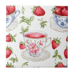 Cottagecore Strawberry Pattern Tile