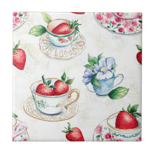 Cottagecore Strawberry Pattern Tile