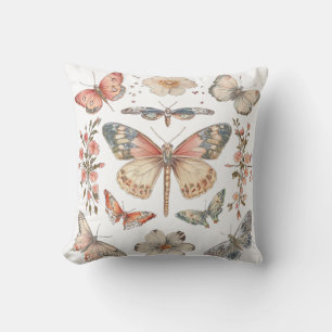 Cottagecore Style Butterflies Moths Cushion