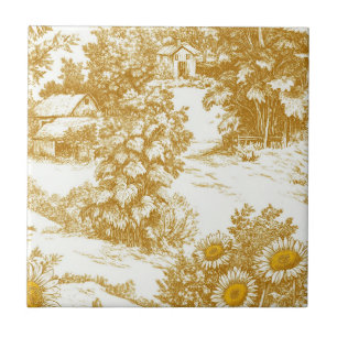 Cottagecore Sunflower Countryside Toile (9) Tile