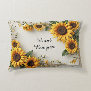 Cottagecore Sunflower Flower Arrangement Decorative Cushion