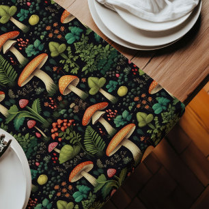 Cottagecore Table Runner Mushrooms in Warm Hues