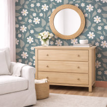 Cottagecore Teal, Sage, & White Daisy Floral
