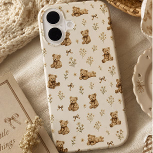 Cottagecore Teddy Bear Pattern Gift iPhone 16 Case