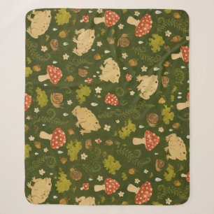 Cottagecore Toad Mushroom Seamless Pattern Wallpap Sherpa Blanket