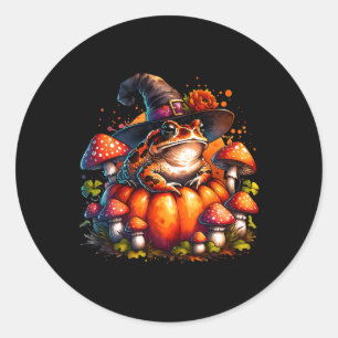 Cottagecore Toad Witch Hat Pumpkin Mushroom Fall H Classic Round Sticker