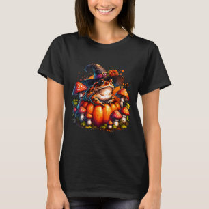 Cottagecore Toad Witch Hat Pumpkin Mushroom Fall H T-Shirt