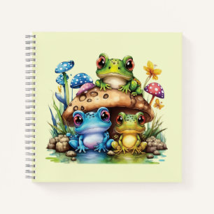 Cottagecore Toadstool Mushroom and Frog Notebook