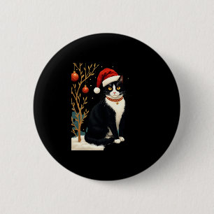 Cottagecore Tuxedo Cat Funny Xmas Aesthetic Santa 6 Cm Round Badge