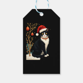 Cottagecore Tuxedo Cat Funny Xmas Aesthetic Santa  Gift Tags