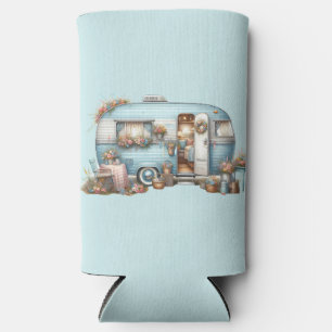 Cottagecore Vintage Floral Camper Boho Accents Seltzer Can Cooler