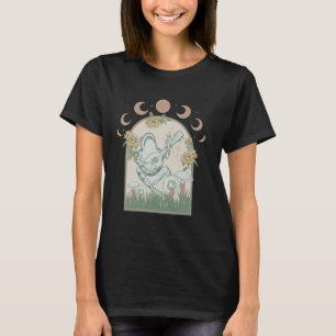 Cottagecore Vintage frog moon Women's Retro Floral T-Shirt