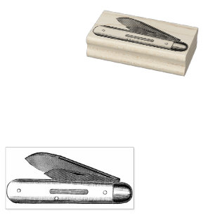 Cottagecore Vintage Pocket Knife Rubber Stamp