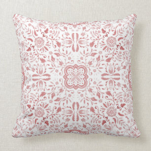 Cottagecore Vintage Red Watercolour Pattern Cushion
