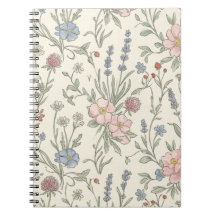Cottagecore Vintage Wildflower Pattern Notebook