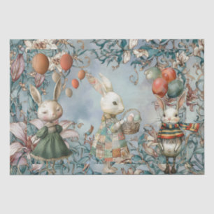 Cottagecore Watercolor Garden Rabbits Tissue Paper