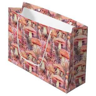 Cottagecore Watercolor Mushroom & Forest Botanical Large Gift Bag