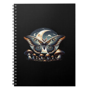 Cottagecore Whimsigoth Moth Mushrooms In Moonlight Notebook
