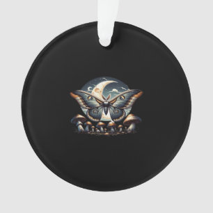 Cottagecore Whimsigoth Moth Mushrooms In Moonlight Ornament