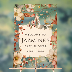 Cottagecore Wildflower Baby Shower Welcome Acrylic Sign