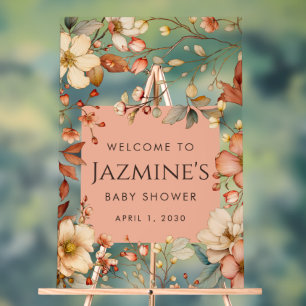 Cottagecore Wildflower Baby Shower Welcome Acrylic Sign
