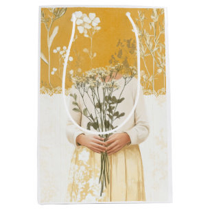 Cottagecore Wildflower Bouquet Portrait Medium Gift Bag