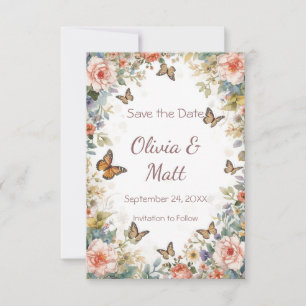 Cottagecore Wildflower Butterfly Save the Date