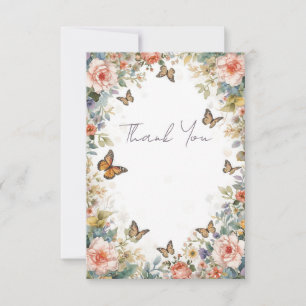 Cottagecore Wildflower Butterfly Thank You Card