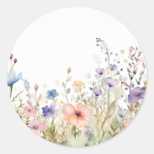 Cottagecore Wildflower Coaster Floral  Classic Round Sticker