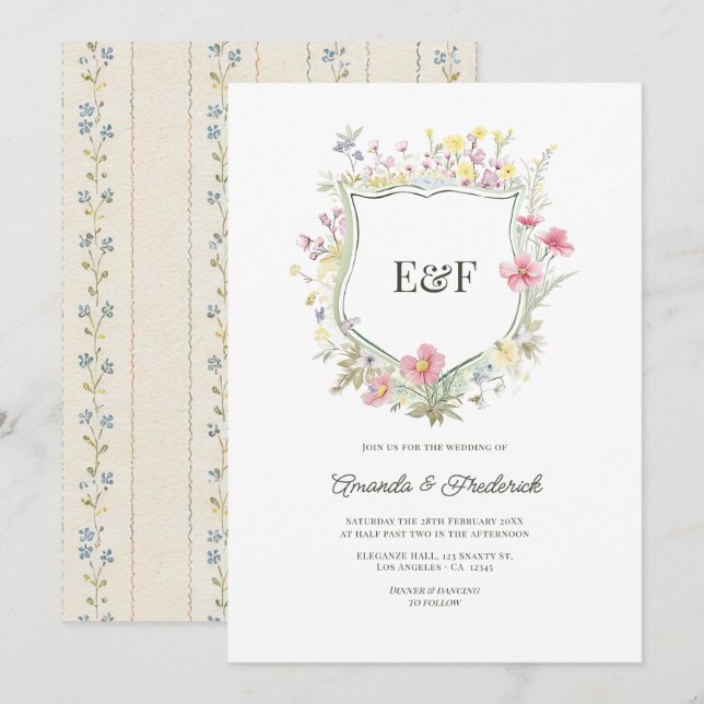 Cottagecore Wildflower Garden Wedding Invitation (Front/Back)