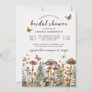 Cottagecore Wildflower Mushroom Bridal Shower Invitation