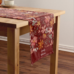 Cottagecore wildflower name red Table Runner