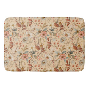 Cottagecore Wildflower Watercolor Vintage Pattern Bath Mat