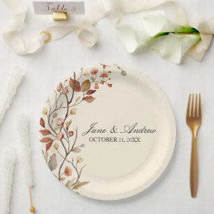 Cottagecore Wildflower Watercolor Vintage Wedding Paper Plate
