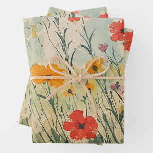 Cottagecore Wildflower Wrapping Paper Sheet