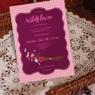 Cottagecore Wildflowers Baby Shower   Pink Gingham Invitation