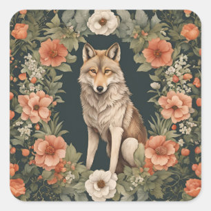Cottagecore Wolf Square Sticker