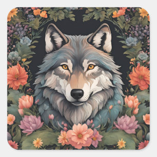 Cottagecore Wolf Square Sticker
