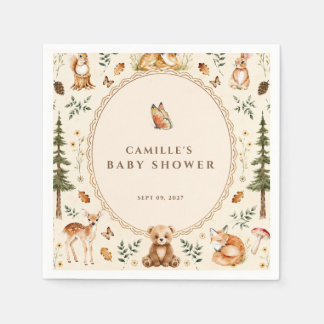 Cottagecore Woodland Baby Shower Invitation Forest Napkin
