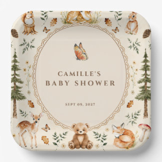 Cottagecore Woodland Baby Shower Invitation Forest Paper Plate