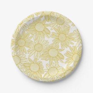 Cottagecore Yellow Daisy Flowers Paper Plate
