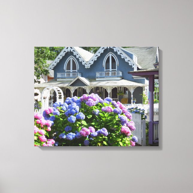 Cottages and Hydrangeas - Martha's Vineyard Canvas Print (Front)