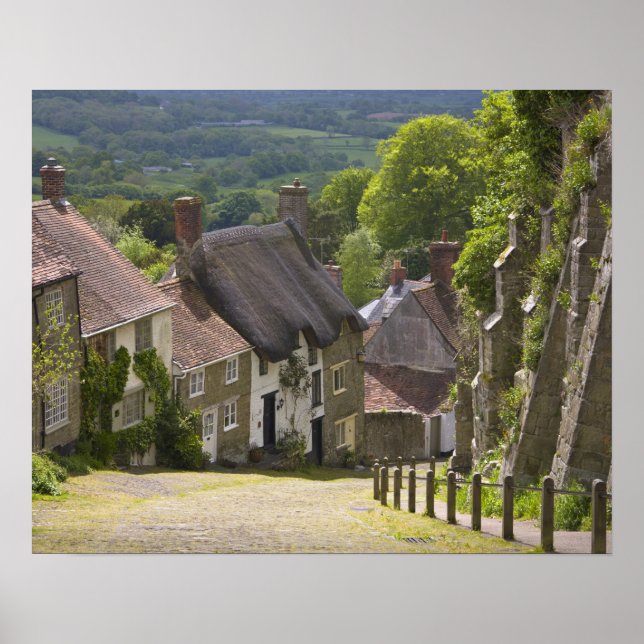 Cottages at Gold Hill, Shaftesbury, Dorset, Poster (Front)