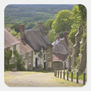 Cottages at Gold Hill, Shaftesbury, Dorset, Square Sticker